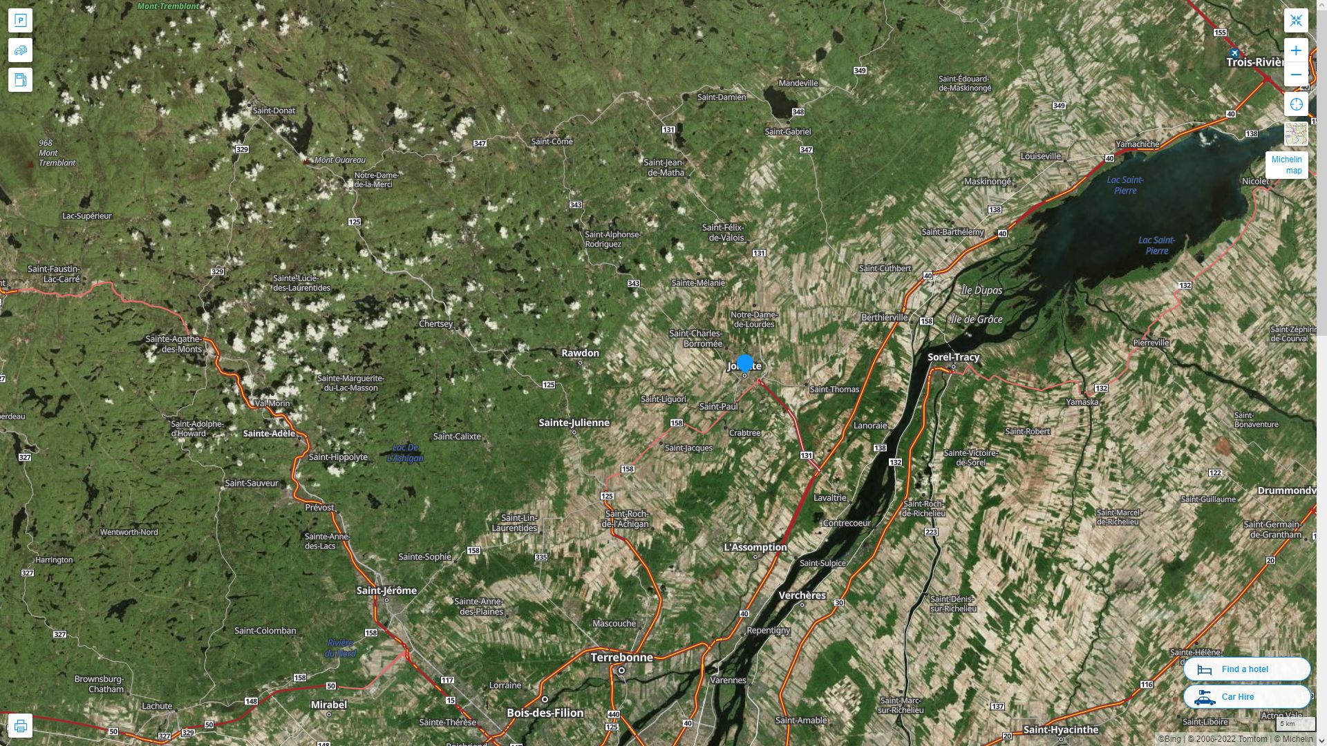 Joliette Highway and Road Map with Satellite View